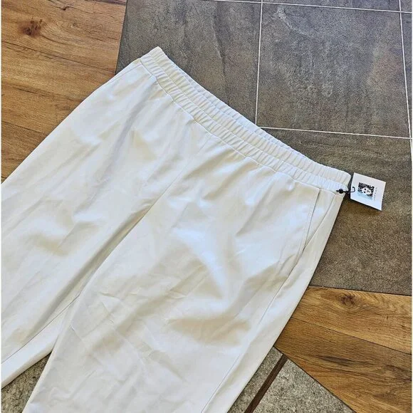 Anne Klein White Faux Leather Women's Cropped Pants Size XL